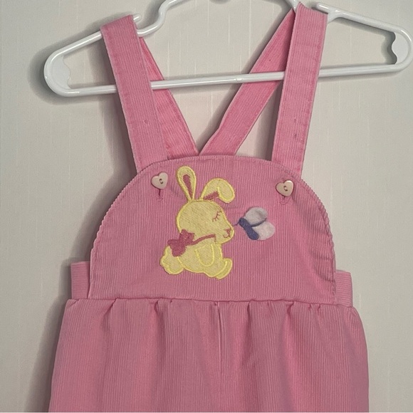 Vintage Healthtex Pink Corduroy Bunny Butterfly Romper Made in USA 18 months - Picture 3 of 14